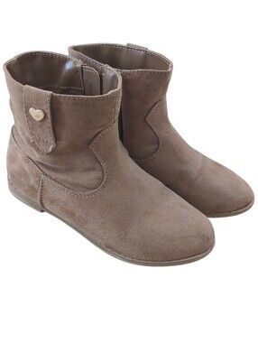 The Children’s Place Girls Taupe Suede Slouch Ankle Booties Size 1